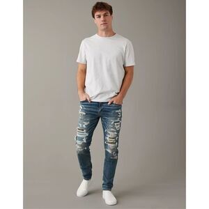 American Eagle Men's 30x30 Airflex Jeans Stretch Slim Slashed Distressed Grunge